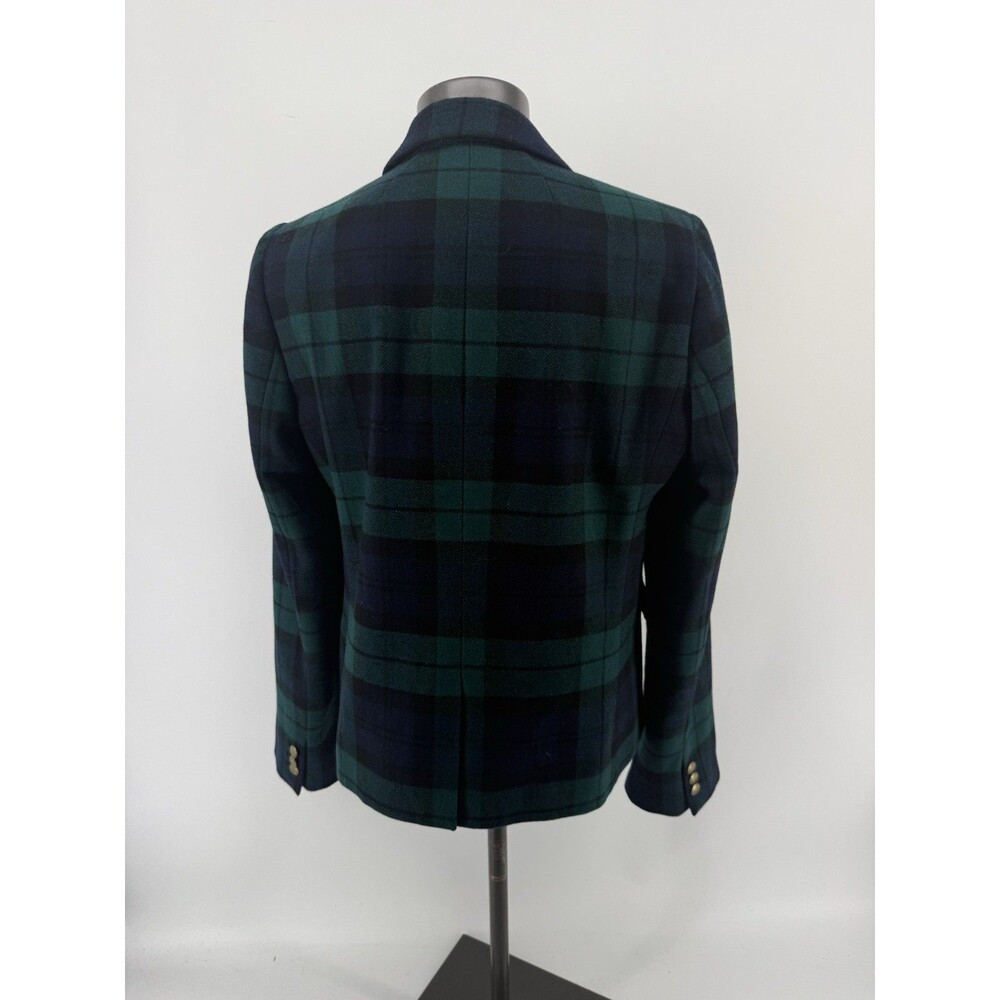 J.Crew Women’s Plaid Blazer Jacket Size 12 Wool Blend Green Tartan Gold Buttons - Picture 3 of 16